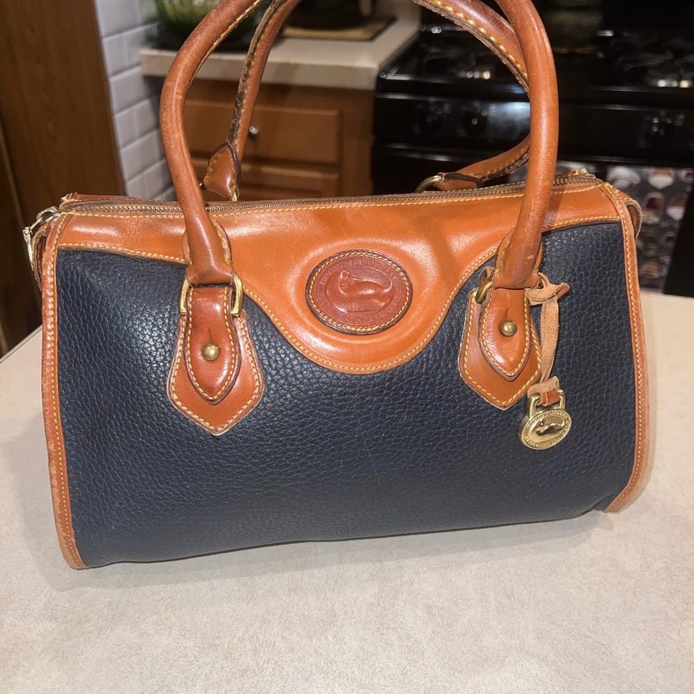 Dooney & Bourke Navy and Tan Satchel